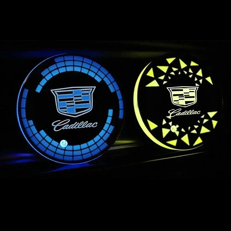 LED Car Cup Holder Mat USB Charging Coaster for Cadillac ATS CTS DTS STS SLS XLR BLS Escalade CT6 Interior Light Pad