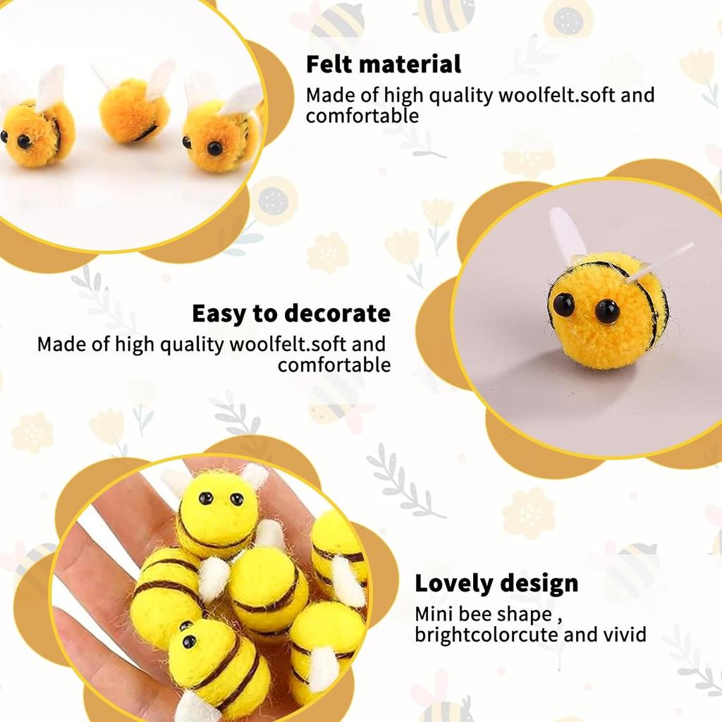 20x Bee Pompom Hair Balls Polyester Child Headdresses DIY Handmade Wedding Figurines Party Decorations Home Clothing Accessories