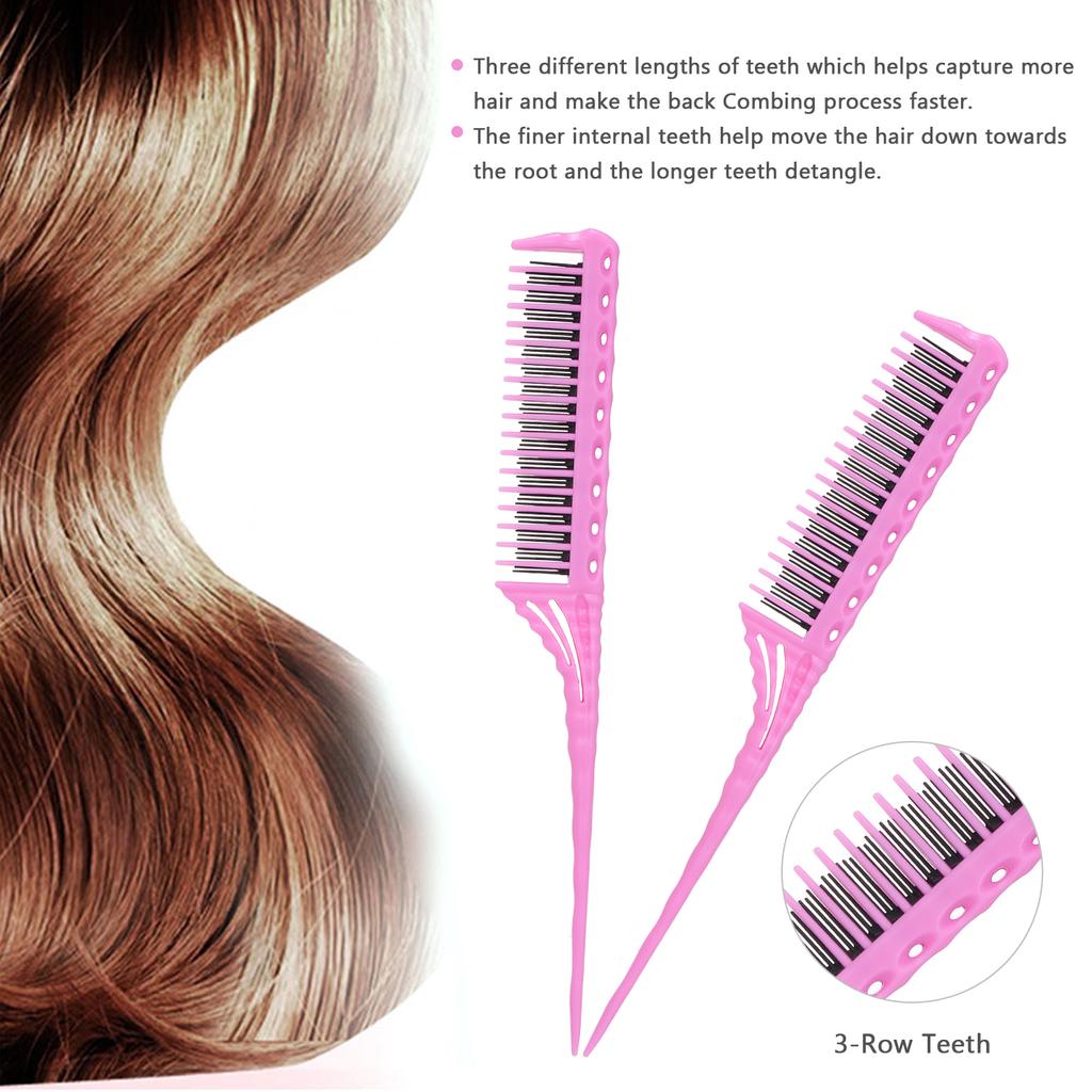 Трехрядная расческа для начеса, распутывающая щетка, расческа с хвостиком, добавляющая объем, расчески для парикмахерского искусства для начесывания волос