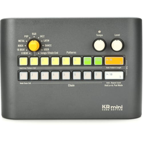 KORG KR Mini Rhythm Box with Built-in Rhythm Phrases, Ideal for Personal Practice, Headphone and Speaker Jacks, and Battery Operation