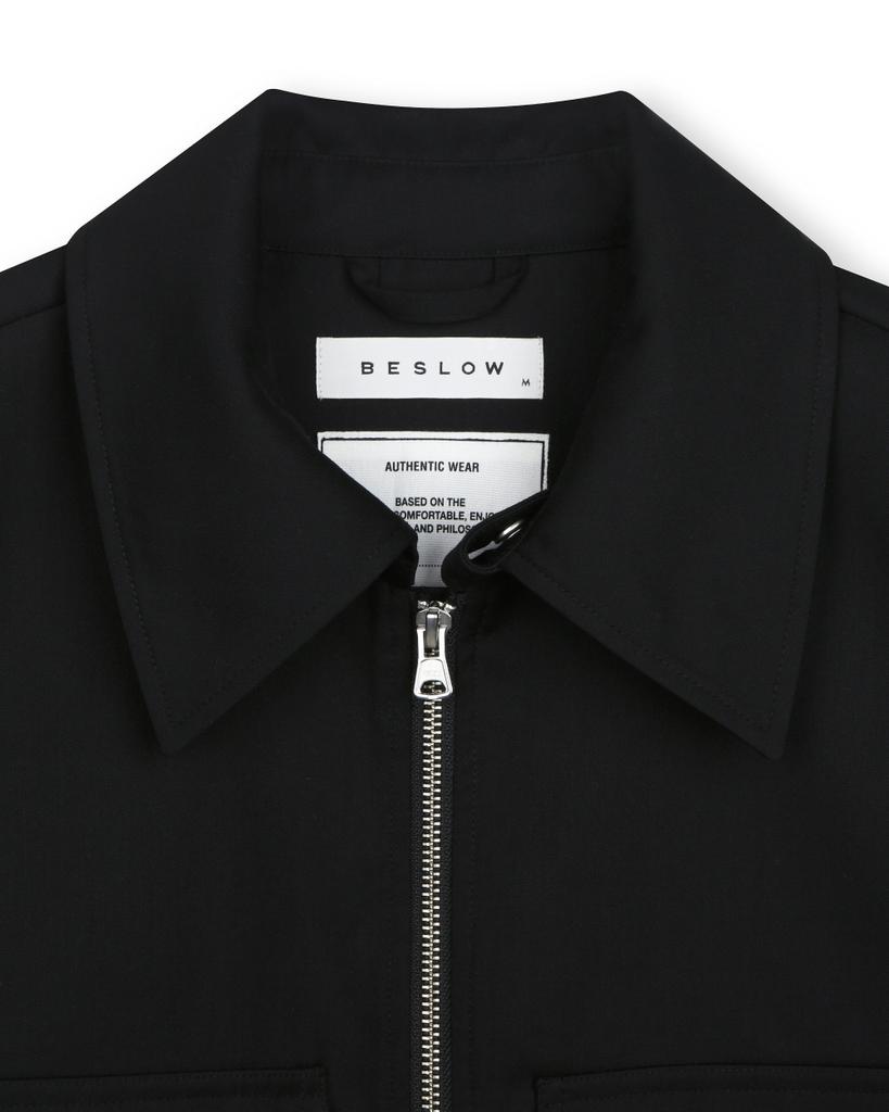 Beslow [Beslow X Fashion Носки-гольфы] Короткая куртка-бомбер на молнии Military Черный