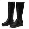 Women Knee High Boots Fashion Low Heels Square Platform Long Boots Brown Black Leather Zip Winter Women Warm Shoes Booties