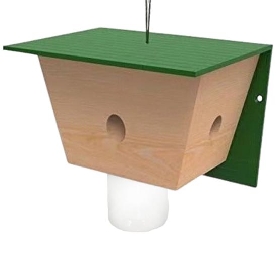 Wood House Carpenter Bee Trap with Clear Bottle Outside Natural Wood Boring Bee