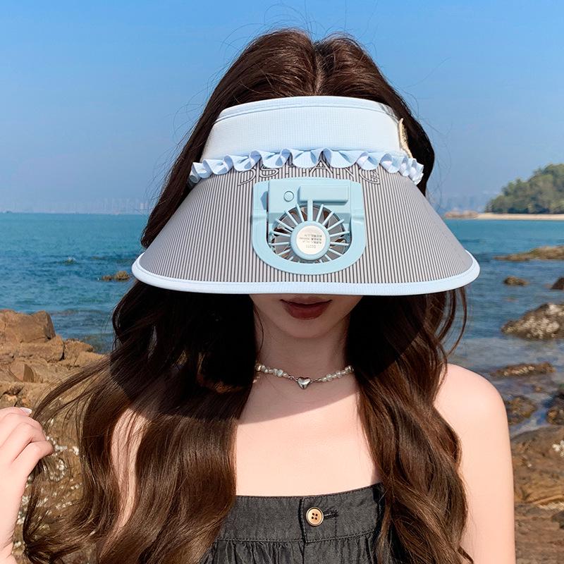 Женская перезаряжаемая солнцезащитная шляпа с защитой от УФ-лучей и широкими полями для велоспорта