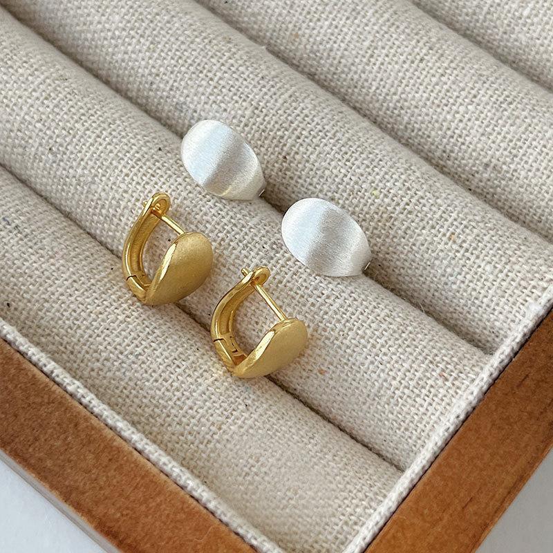 Half-arc Brushed Ear Buckles, Niche High-end Atmosphere Earrings for Women, Cold Style Design