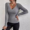 Autumn Long Sleeve Solid Casual Knitted Sweater Women Winter V-neck Slim Fit Pullover Women Base Sweaters Elegant Soft Warm Knitwear Jumpers 24954