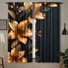 Комплект из 2 шт., золотисто-черный цветочный цифровой принт, шторы с карманами для гостиной, кухни, спальни, кабинета, современного дома