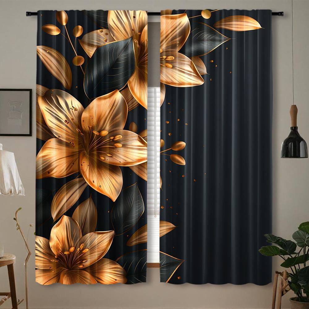 Комплект из 2 предметов, современные шторы с цветочным принтом и пионами, светофильтрующий карманный дизайн для спальни, гостиной, кухни, офиса, декора