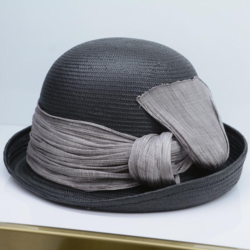 Высококачественная соломенная шляпа из натурального шелка и конопли, изысканная элегантная пляжная шляпа с закатанными полями, модная универсальная складная женская шляпа от солнца