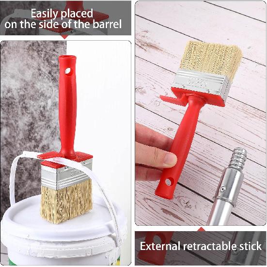 3 Pieces Deck Stain and Sealer Block Paint Brushes for Wood Heavy Duty Brush Paint Brushes for Walls Applicator for Painting Staining Decking Fence,