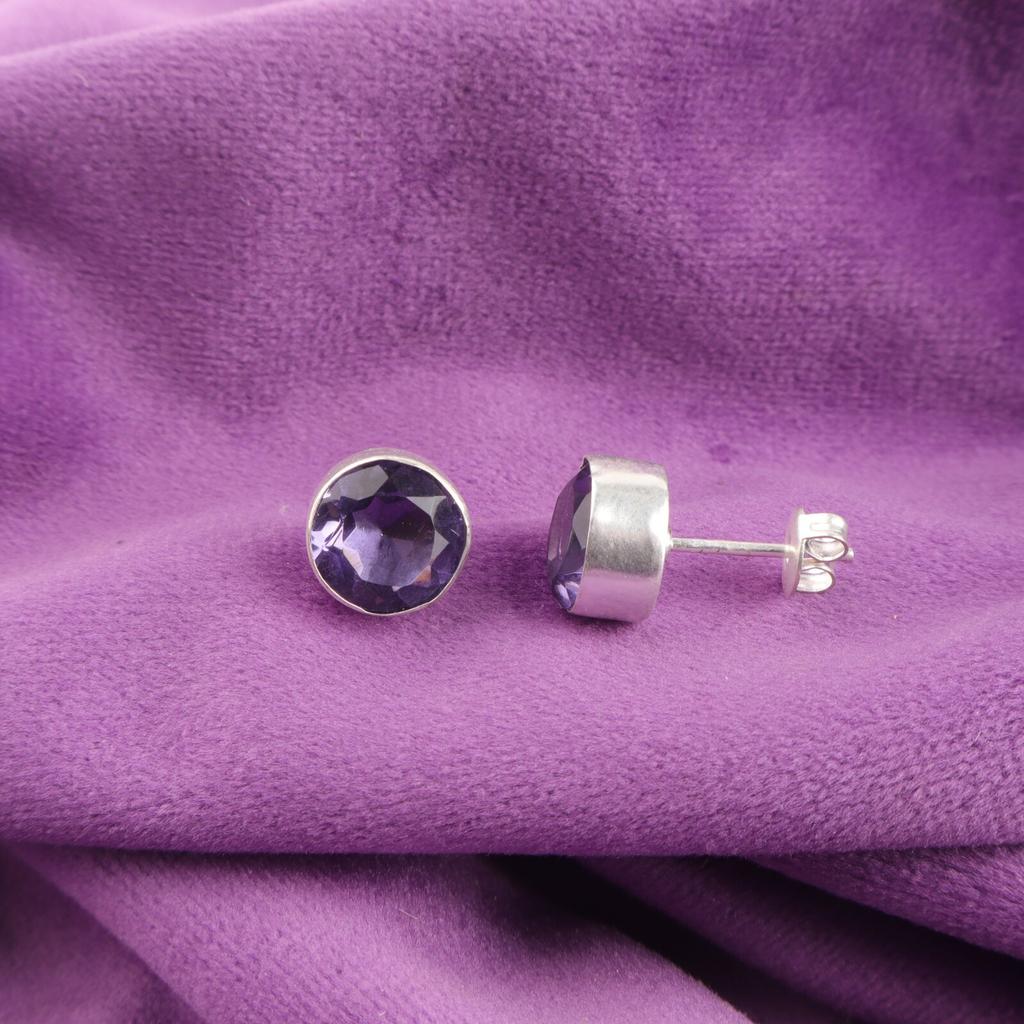 Аметист Камень Февраль Юбилей Пусеты Помолвка Этнические Серьги Серебро 925 пробы EE-150-16