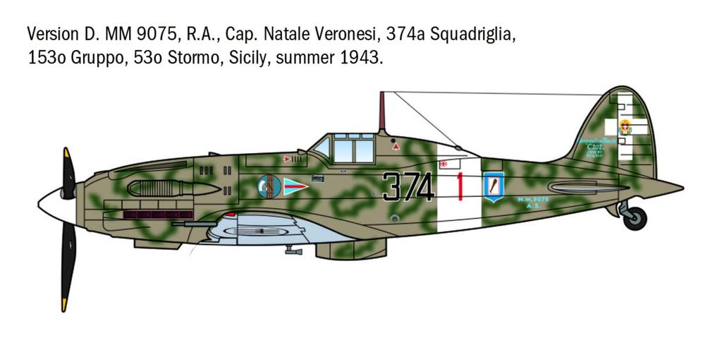 Italeri 1/72 WWII Итальянский Macchi MC.202 Folgore Ас Пластиковая Модель IT1481 (Самолет)