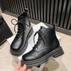 Fashion 2024 Spring and Autumn Trendy Retro Front Lace-up Women's Short Boots Fashion New Thick-soled Shoe Chain Martin Boots