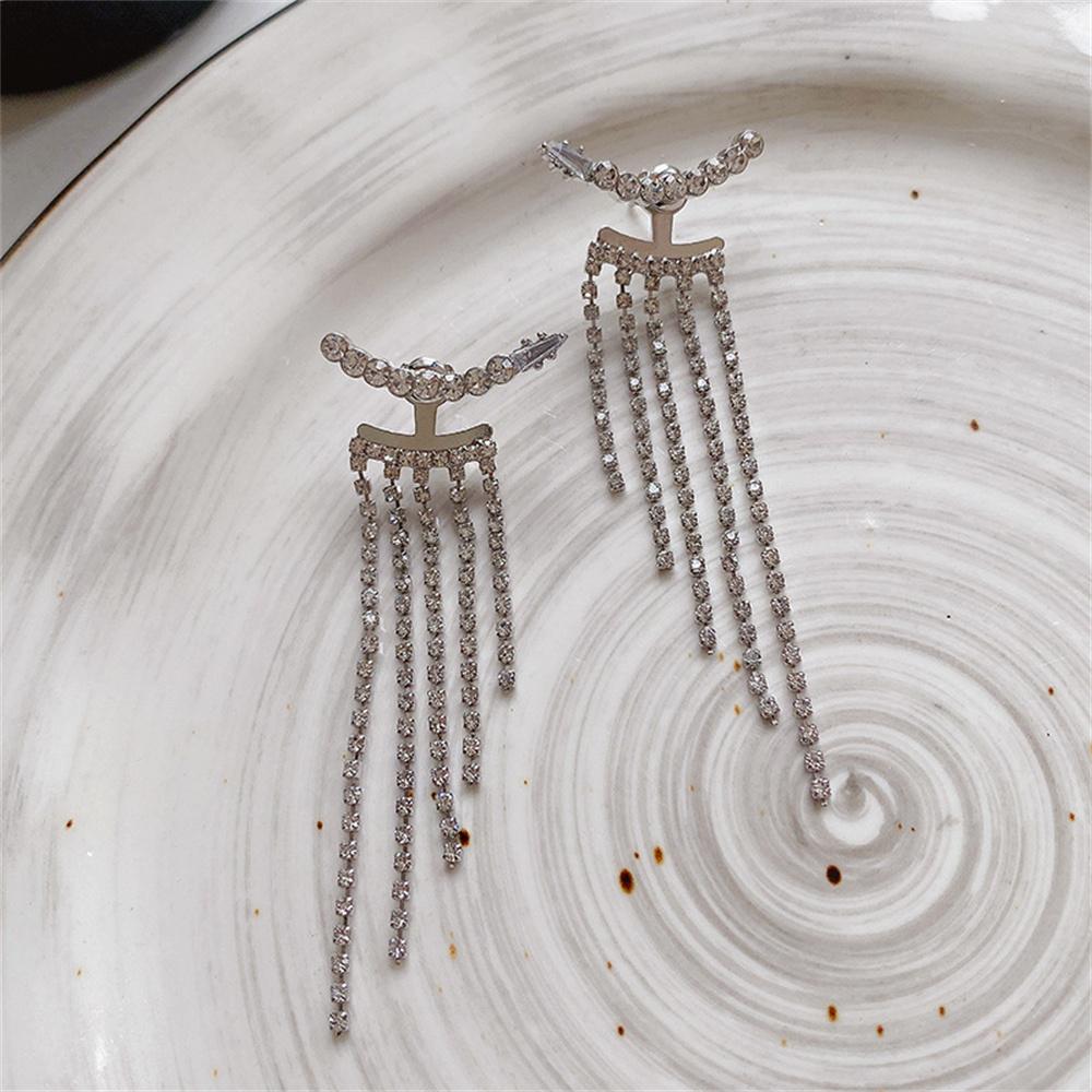 2 шт., изящные блестящие длинные серьги-подвески со стразами и кристаллами для женщин и девочек, корейские серьги-подвески в стиле K-pop, украшения для банкета и вечеринки