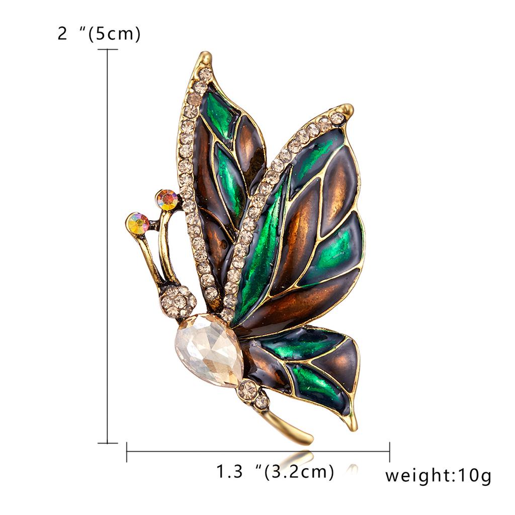 Rinhoo Shining Full Rhinestone Butterfly Brooch For Women Elegant Crystal Insect Collar Lapel Pins Animal Corsage Party Jewelry