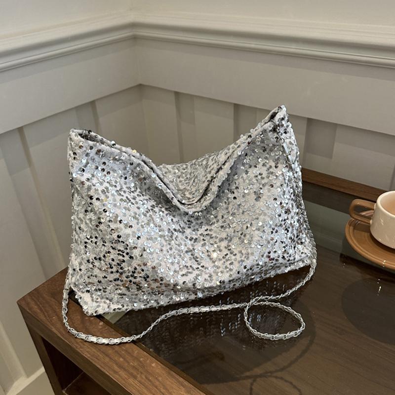 Вместительная сумка через плечо для женщин с блестками, сумка-хобо однотонная, сумка кроссбоди, модная сумка под мышкой для работы, путешествий, шопинга AVE