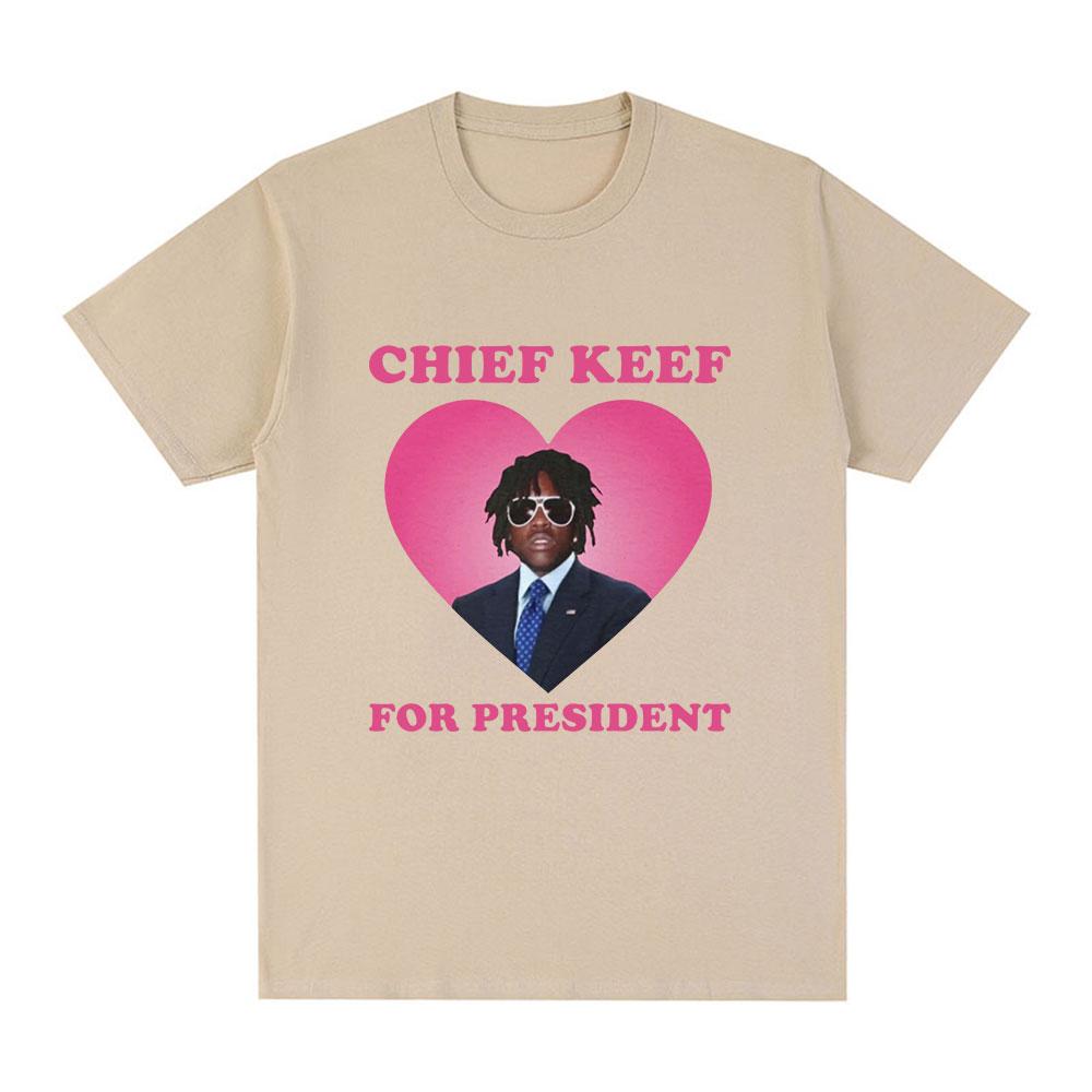 Rapper Chief Keef for President T Shirt Unisex Fashion Casual Short Sleeve Tshirt Aesthetic Classic Oversized Tshirts Streetwear