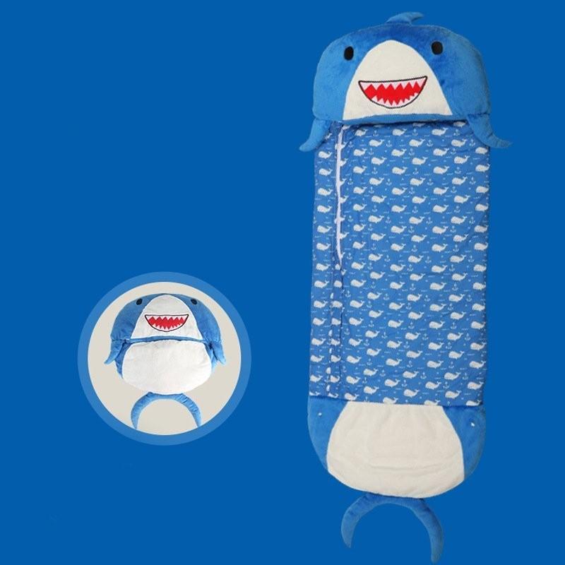 Стильный и теплый мультяшный детский спальный мешок с милой подушкой в форме животного для зимы