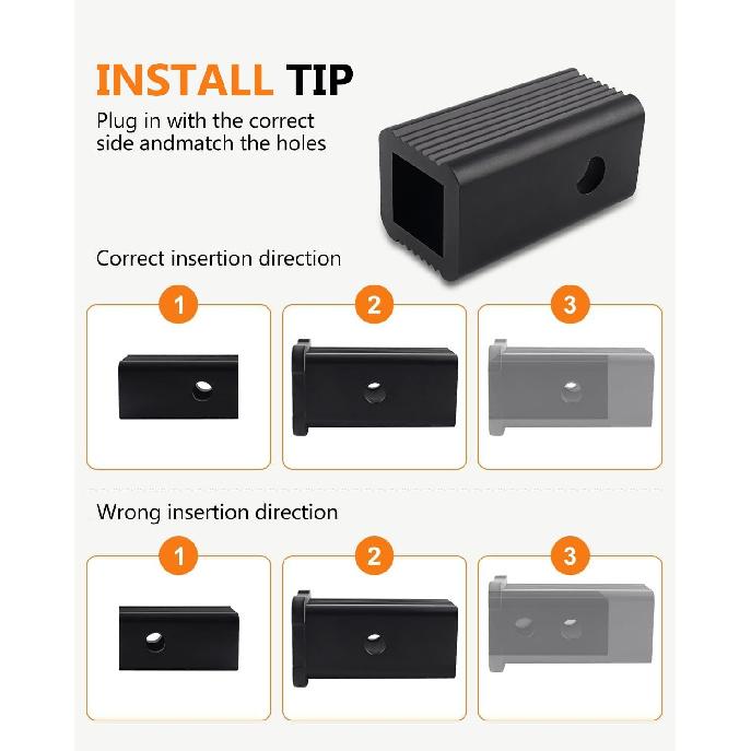 2'' Class III/IV to 1-1/4'' Class I/II Receiver Hitch Adapter ert Sleeve Mount Adapter 2'' to 1/4'' Trailer Receiver Converter for Bike Rack and