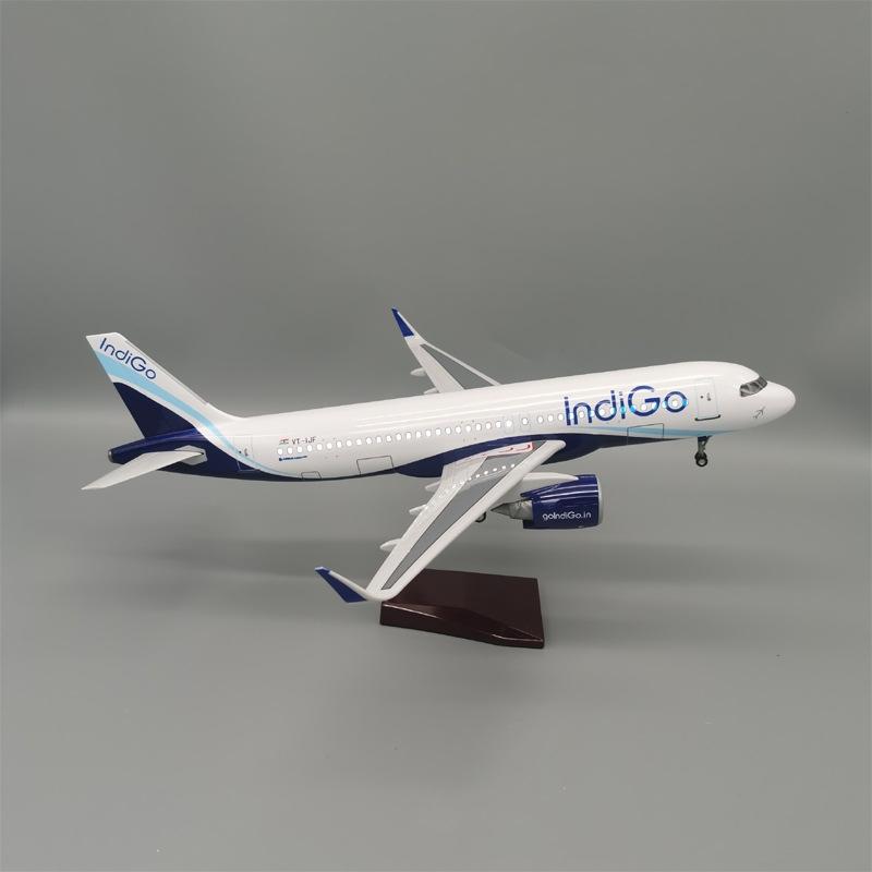 1:Модель самолета IndiGo Airlines 320neo в масштабе 80, самолет Air India со светодиодными колесами, коллекция, дисплей, украшение, дом, подарки, для фанатов