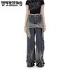 WTEMPO Винтажные женские джинсы с высокой талией, уличная одежда, рваные женские широкие брюки, повседневные прямые джинсовые брюки в американском стиле с кисточками