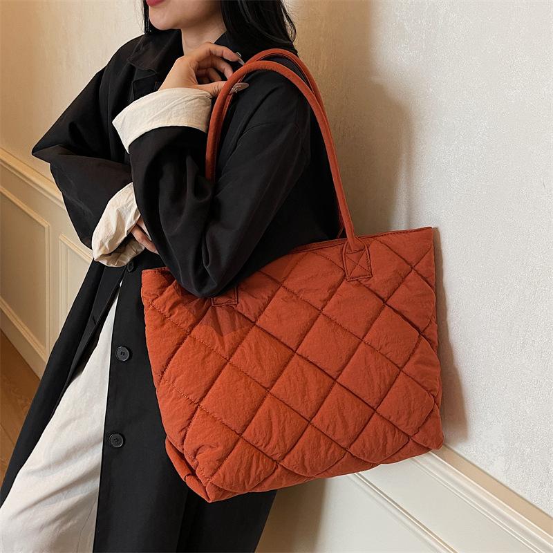 Студенческая сумка-тоут для занятий, женская новая вместительная сумка для поездок на работу, модная осенне-зимняя ромбовидная повседневная сумка через плечо
