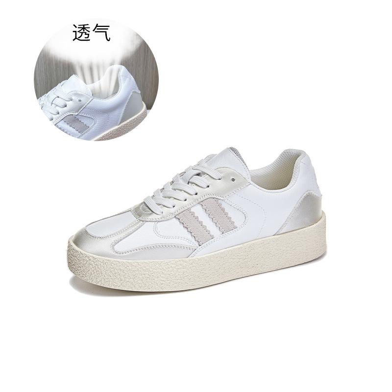 Leather German Training Shoes Women's 2025 Autumn New Platform Sports Forrest Gump Shoes Casual and Comfortable White Shoes Versatile Shoes