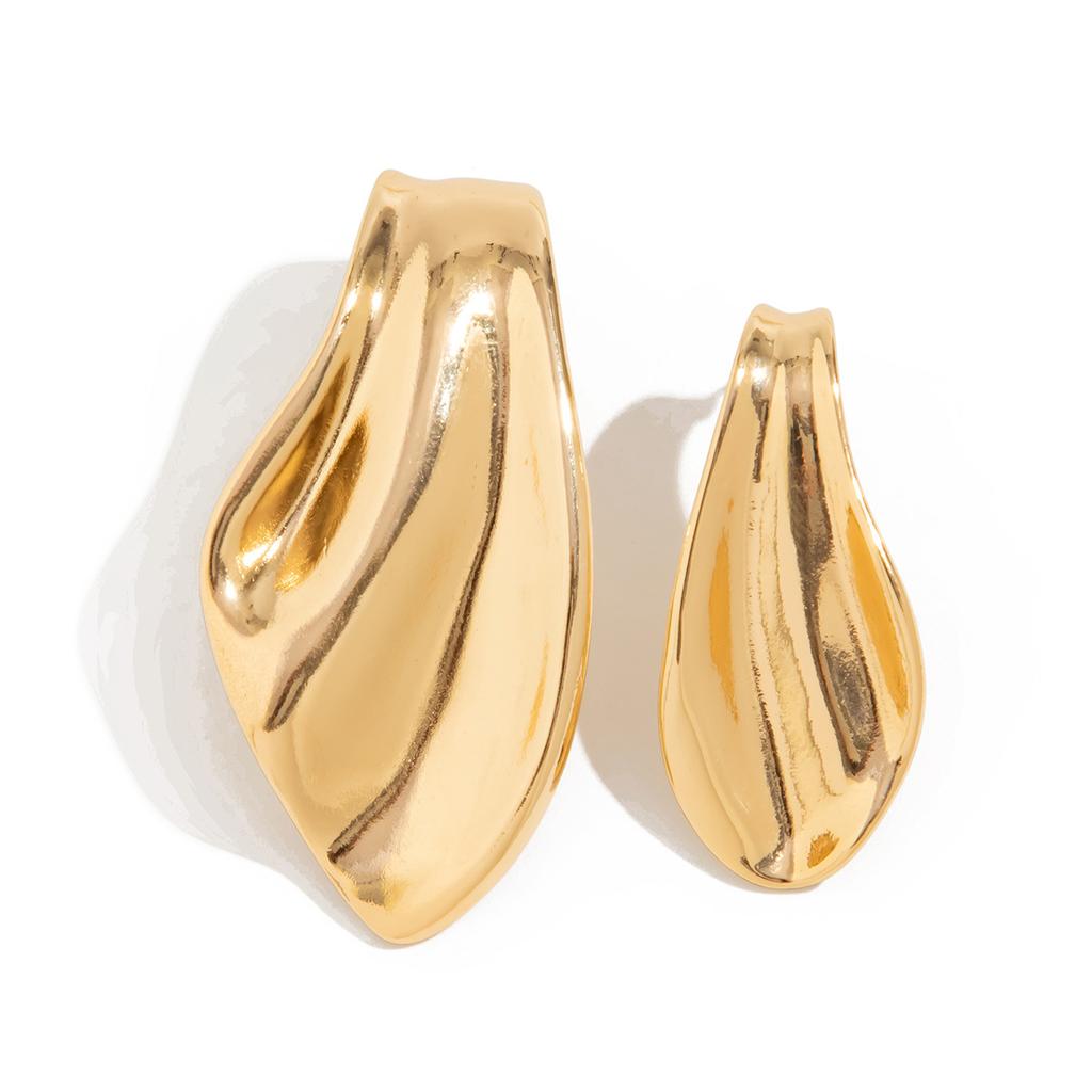 Ювелирные изделия личность преувеличенные асимметричные серьги-цветы мода инс ниша плиссированные металлические серьги-гвоздики женские