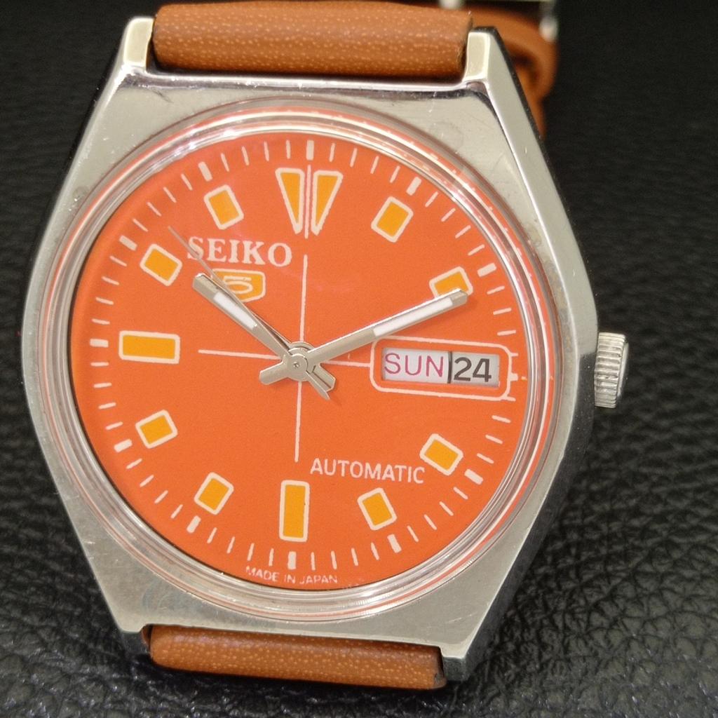 АВТОМАТИЧЕСКИЕ ВИНТАЖНЫЕ ЧАСЫ SEIKO 5 ЯПОНИЯ 6319A МУЖСКИЕ С ЦИФЕРБЛАТОМ ОРАНЖЕВОГО ЦВЕТА a702735-1