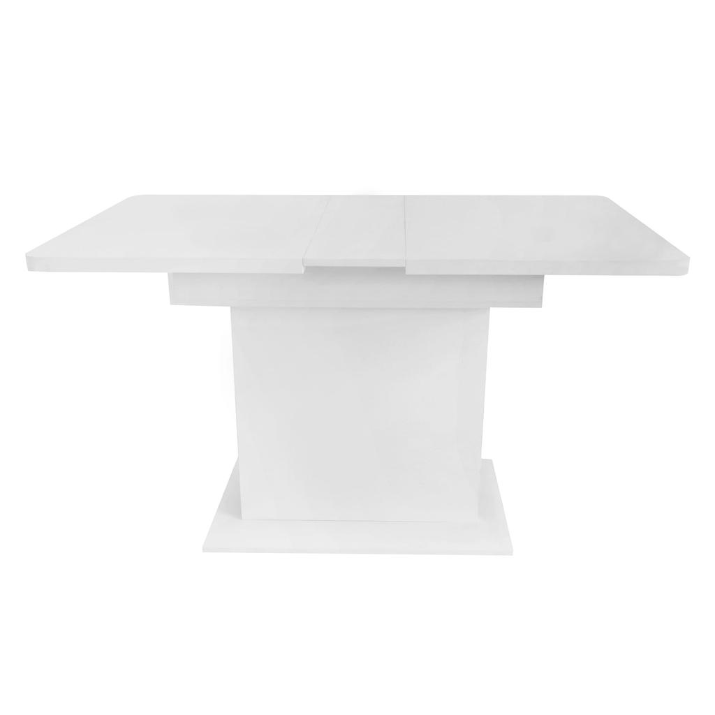 Flieks Dining Table Wood, Extendable Dining Room Table with Storage, White