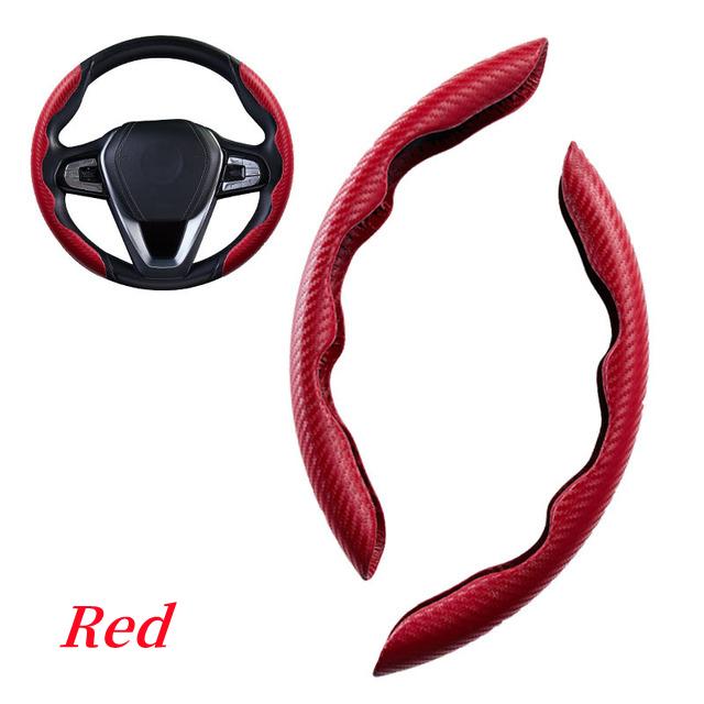 1Pair Car Steering Wheel Cover Carbon Fiber Universal Non-Slip Booster Protective Cover Auto Truck Sport Interior