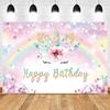 Rainbow Unicorn Birthday Backdrop for Girls  Newborn Baby Shower Decor Photography Banner for Photo Studio ShootsTapestry