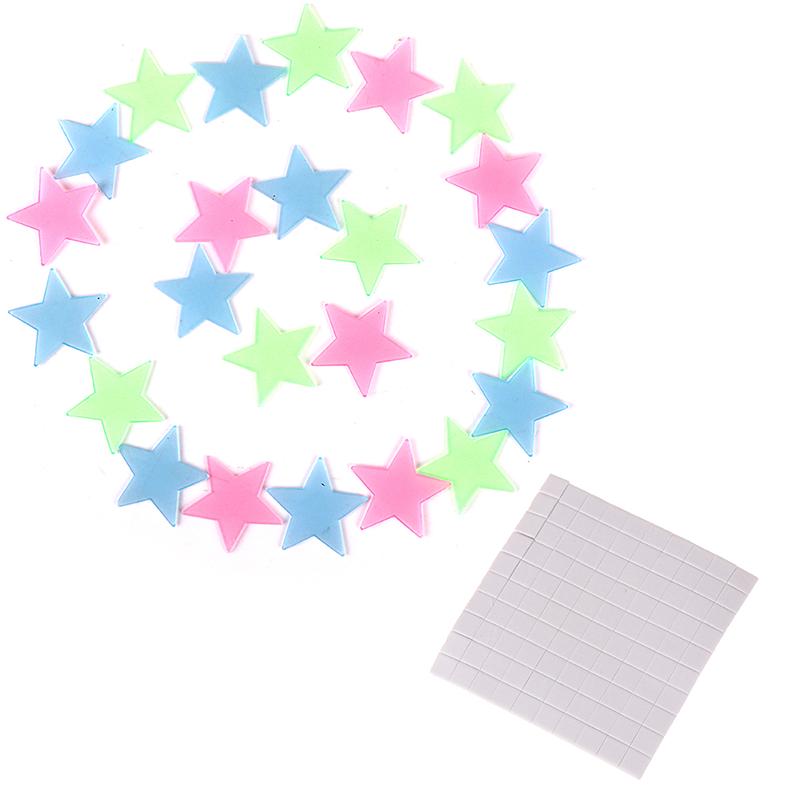 100 шт. 3D звезды светятся в темноте люминесцентные пластиковые наклейки на стену для дома