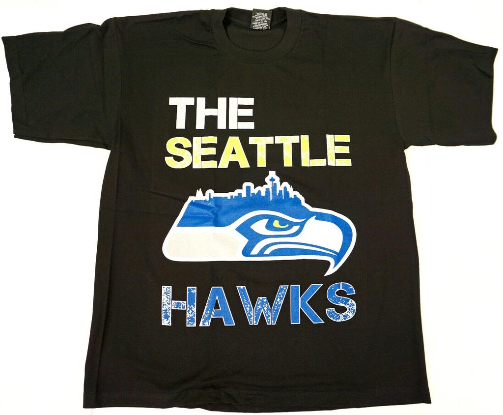SEATTLE T-shirt SEAHAWKS Football Tee Men's XL Black New