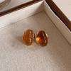 Amber Coffee French Retro Luxury Earrings - Women's Elegant Studs with Niche Design