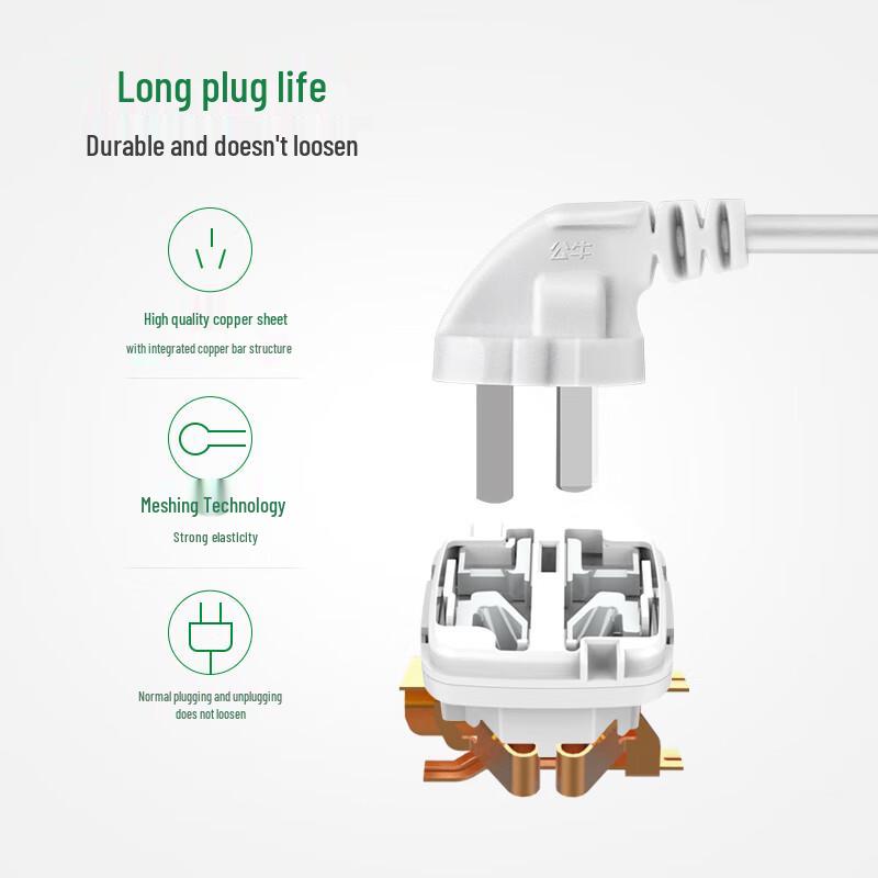 Bull GN-705 6-Outlet Power Strip with Leakage Protection CN plug (adapter included)