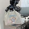 "Eco-Friendly Japanese Nylon Flower Embroidered Canvas Shopping Bag"