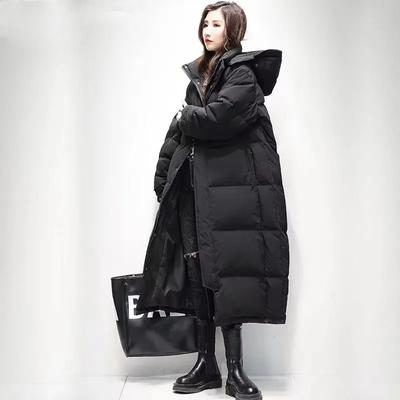 Зимняя пуховая куртка длинная ниже колена женская толстая стеганая куртка