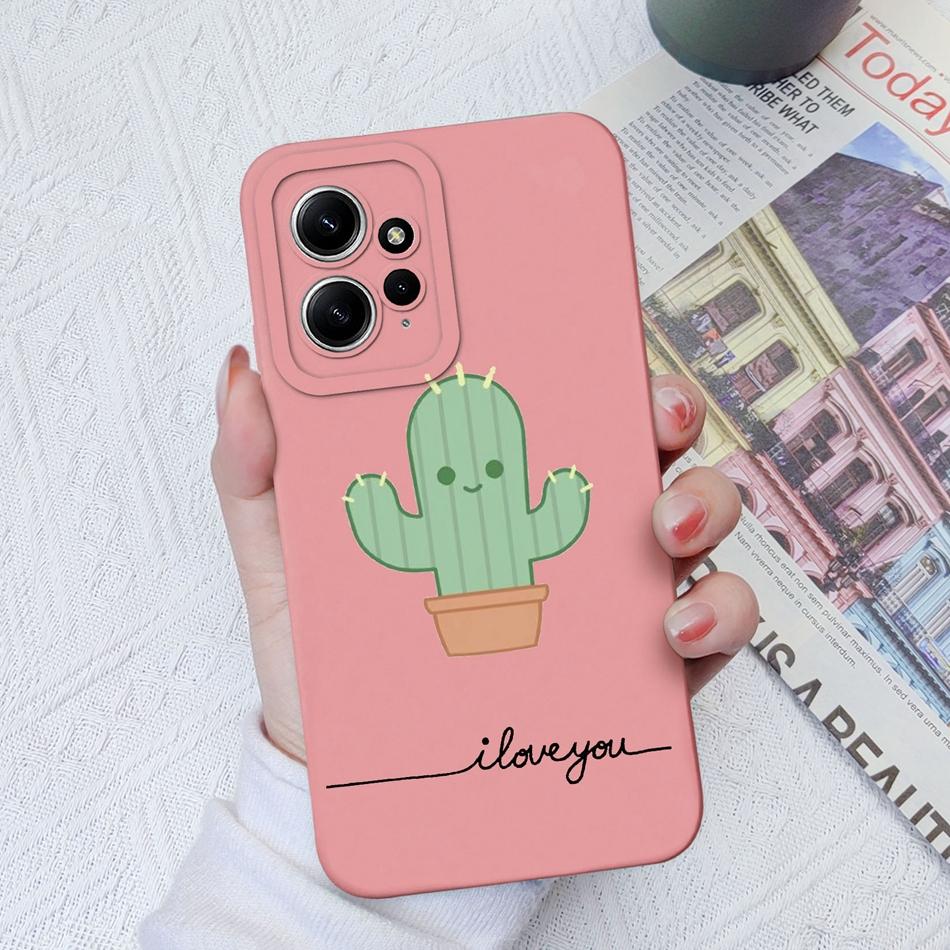 Чехлы Для Xiaomi Redmi Note 12 12S 4G 5G Милый Узорчатый Жидкий Силикон Ударопрочный Задняя Крышка Для Redmi Note 12 S Чехол Бампер