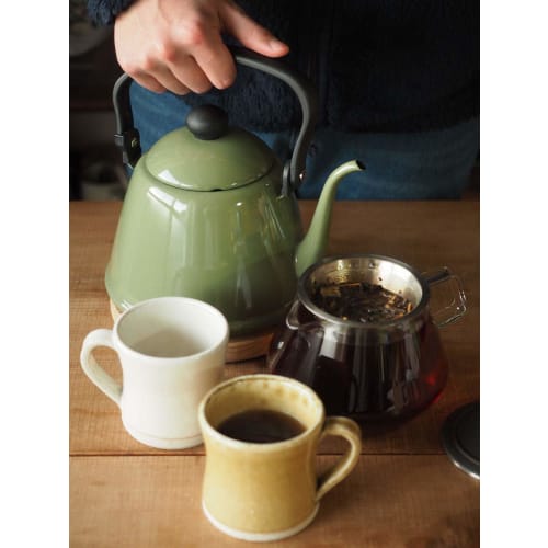 Nodahoro Drip Kettle, 2L, Enamel, Gas/IH Compatible, Narrow Mouth, Made In Japan, Camel, DK-200CA