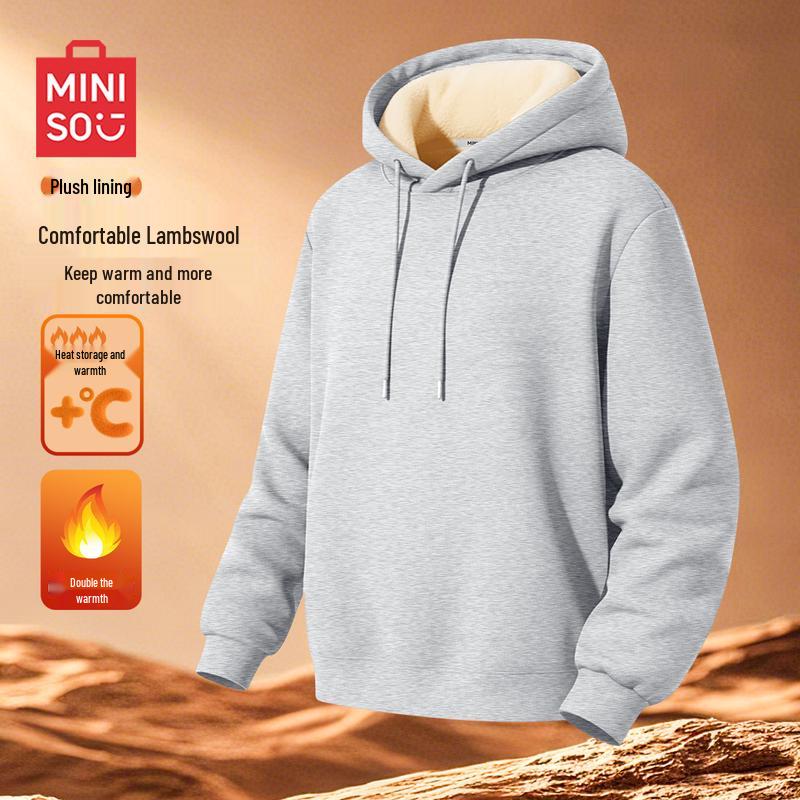 MINISO Men's Thick Lamb Fleece Hooded Sweatshirt