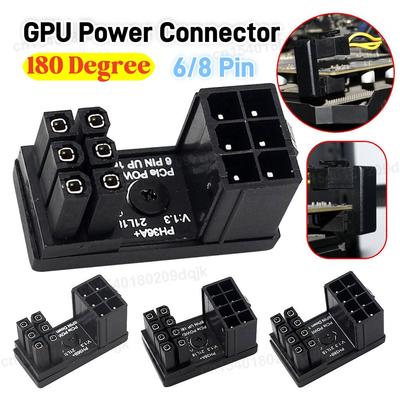 Видеокарта 180° Адаптер питания Разъем Угловой GPU PSU Направляющий разъем PCI-E 6Pin 8Pin Вращающийся Артефакт для прокладки кабелей
