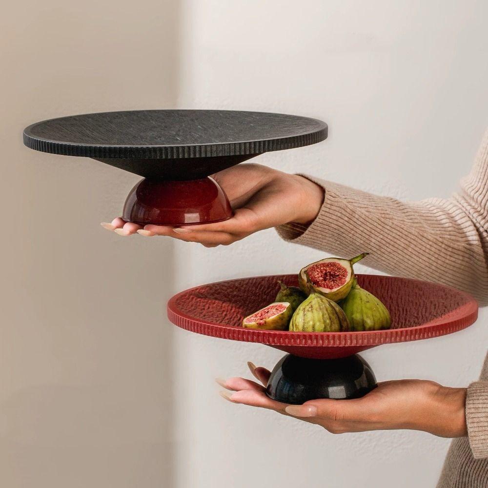 Plastic High-legged Fruit Plate Large Capacity Snack Serving Tray Fashion Candy Plates  Living Room