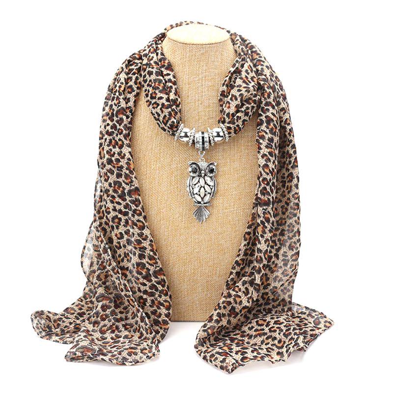 Fashion Brand Leopard Lady Scarf Necklace Pendant Jewelry Scarf