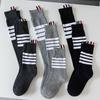 AMUSIVE Asymmetrical Striped Spring & Autumn Knee-Length Socks for Women