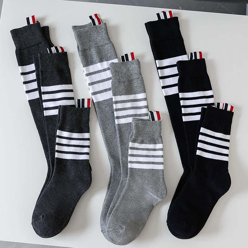 AMUSIVE Asymmetrical Striped Spring & Autumn Knee-Length Socks for Women