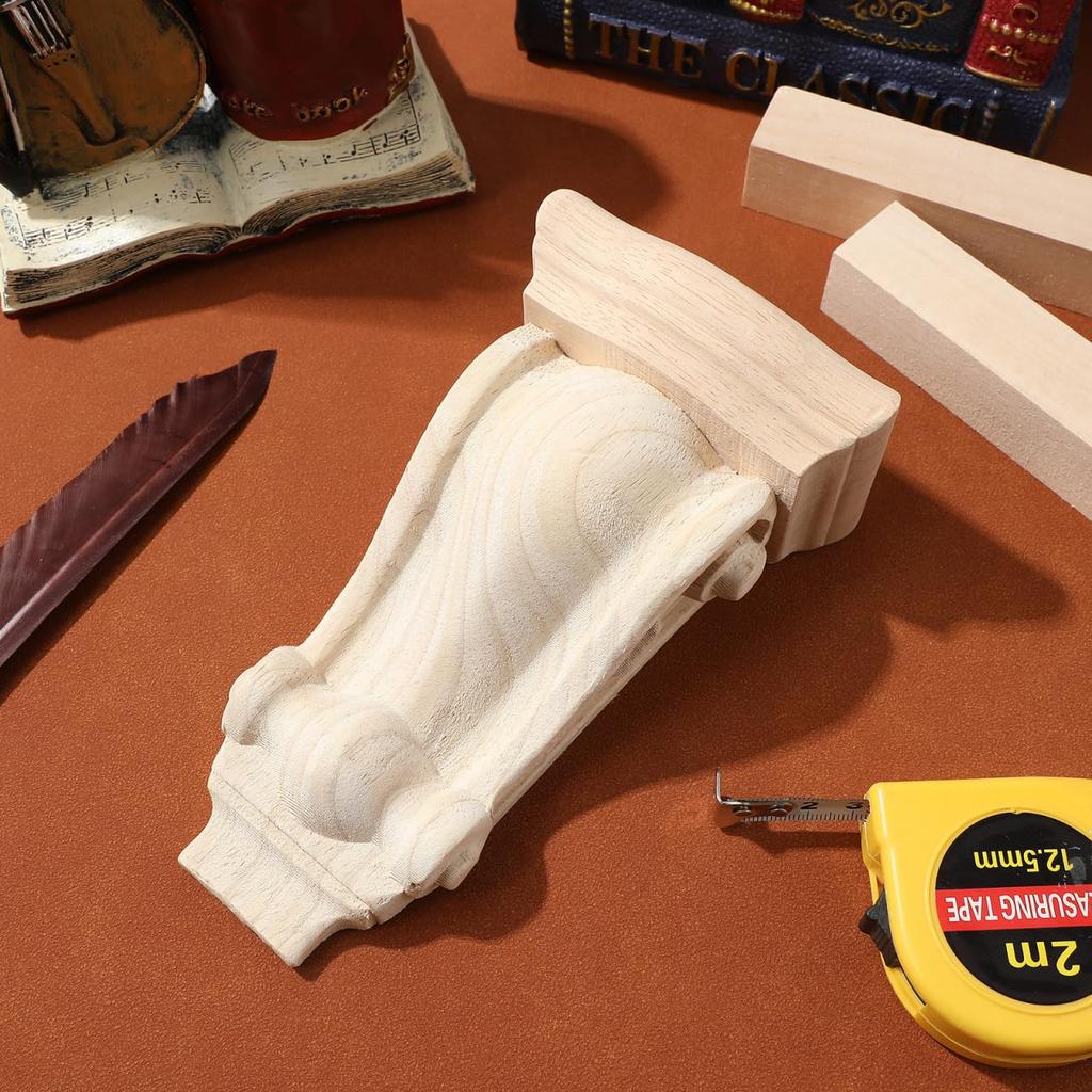 7.08*3.93*2.36inch Wood Corbels Unfinished Vintage Style Non Wood Decorative Shelf for Countertop Fireplace Kitchen Cabinet Bookshelves
