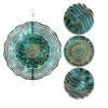 Hanging Wind Spinner with Intricate Mandala Design – Teal Blue & Golden Metal Art Chime for Balcony, Lawn, or Garden Decor, 360° Rotating Hook
