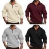 Fall Winter Men Sweatshirt Half Zipper Stand Collar Loose Solid Color Thick Plush