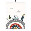 Cute Cartoon Vehicle Nursery Wall Art Poster - Cars Truck Fire Truck Prints for Kids Baby Bedroom Playroom Decor Canvas Painting